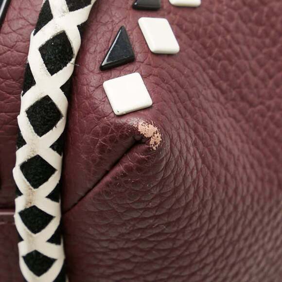 Kate Spade handbag tote bag in wine red, white, and black leather for women. - Picture 4 of 9